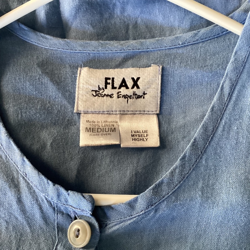 FLAX blue long shirt, size M, 100% linen
